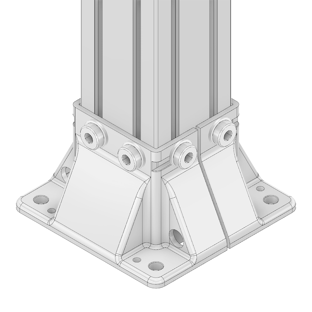 33-9090-6 MODULAR SOLUTIONS MOUNTING FOOT 4 SIDED FOR 90 X 90 FULLY ENCLOSED & SHORT